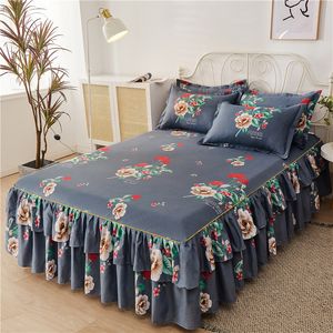 Bed Skirt 3pcs ding With 2pcs Pillowcases Wedding spread Sheet Mattress Cover Full Twin Queen King Size sheets 221205