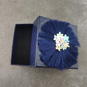 Bolsas de joalheria Bolsas de flores boho colar anel de coloração azul