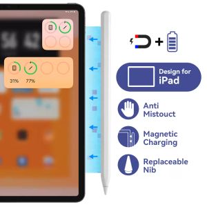 Magnetic Stylus caneta caneta de caneta desenho de ￭m￣ l￡pis de 2ﾪ gera￧￣o de canetas de tela de toque sem fio para iPad Pro 11 12,9 10.2 Mini6 Air4 7ﾺ 8ﾺ tablet