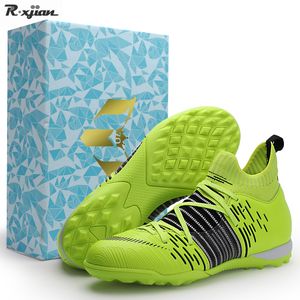 Vestido sapatos de segurança futebol ao ar livre masculino azul futsal voando tecido respirável hightop botas que vendem tênis TFFG de alta qualidade 221205