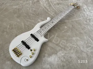 Elektro Gitar Bass 5 Dizeler Siyah Kapak Altın Altın Parçalar ve Ayna Kapağı Siyah Kakar