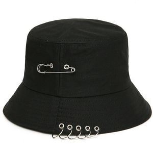 Cappelli a tesa larga Secchiello Spilla Anello Harajuku Uomo Donna Unisex K Pop Bob Spiaggia all'aperto Sole Moda Panama Elegante berretto da pescatore da pesca 221205