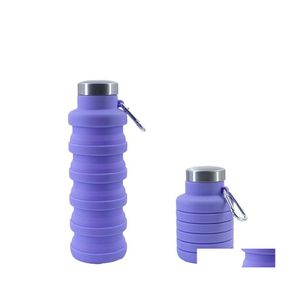 Vattenflaskor Sportflaskor hög kapacitet Cup Sile Folding Water Bottle Outdoor Portable Telescopic Cups Drop Delivery Home Garden Dhuho