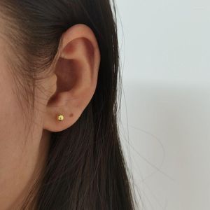 Stud Earrings Dainty Round Mini Cute Plated Gold 925 Silver Needle Korean Style Ball Earring Gift Lasting Color Retention
