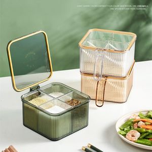 Storage Bottles 4 In 1 Grid Household Plastic Seasoning Box Light Luxury Spice Pots Kitchen Accessories Condiment Container