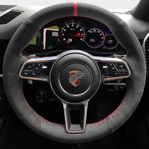 Auto Lenkradabdeckung Nicht ruhiges echtes Leder-Wildleder-Braid für Porsche Cayenne Macan Porsche 911 996 997 959 Cayman Boxster