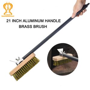 Baking Pastry Tools SHANGPEIXUAN Professional Pizza Oven Copper Brush Scraper Household Grill Brass Cleaning with 21 inch Aluminium Handle 221205