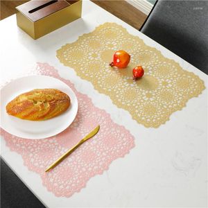 Table Napkin Geometric Relief Weave Waterproof And Oil Proof Pad PVC Life 2 Pieces Set Kitchen Mats Art Decorative