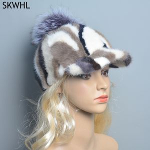 Boll Caps Women äkta verklig naturlig mink päls hatt vuxen handgjorda varm vinter baseball cap lyx lady elegant elegant 221203