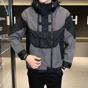 Męska kurtka Parkas Męska jesienna odzież Bawełna gruba kurtka zima 4xl warstwa z kapturem Slim Parka Double Zipper Stripe Jaqueta 221205