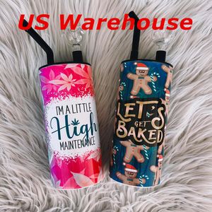 Wholesale Local Warehouse 22oz Sublimation Smoking Tumbler White Blank Straight Fatty Tumblers Stainless Steel Water Bottles DIY Heat Transfer Smoke Cup A12