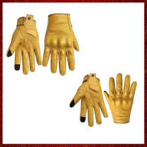 ST645 Neue Motorrad Handschuhe Touch Ziegenleder Leder Gelb Taktik Handschuh Männer Fahrrad Radfahren Voll Finger Motorrad Motor