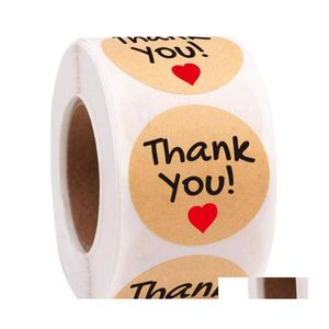 Other Decorative Stickers Kraft Paper Gift Sticker Mti Design Thank You Character Thanksgivingday Package Stickers Teachers Day Deco Dhagm