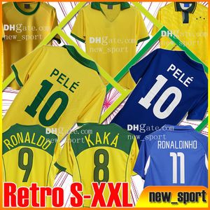 1998 BRASIL SOCKER JERSEYS PELE RETRO 1985 Shirts 2002 Carlos Romario Ronaldinho 2004 Camisa de Futebol Classic 1994 Brazili￫ 2006 1982 Rivaldo 1988 2000 1957 2010