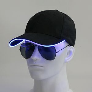 Kawałki kulkowe LED LED UP Baseball Cap Świecające regulowane czapki słoneczne dla kobiet Mężczyzn noc 221205