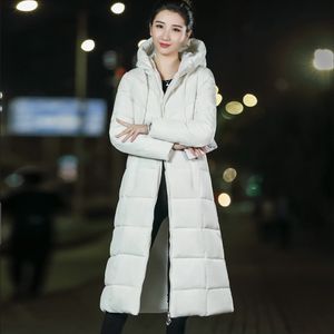 Damskie down Parkas wydłużony płaszcz biały kaczka solidny kolor ciepły zimowy kurtka 6xl plus rozmiar dla kobiet 221205