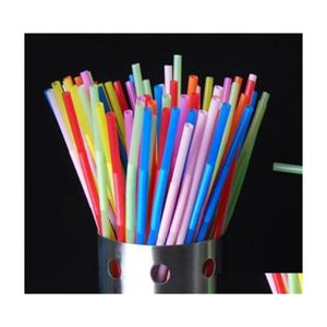 Picie słomek 100pcs 26cm Picie Sts Kolorf Kurved Fluorescent St Wedding Birthday Party Decor Drink Acce Dhlwe