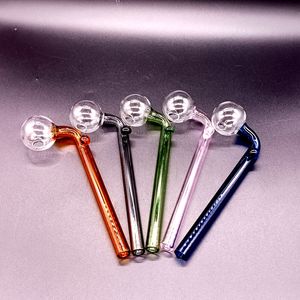 5.5 Inch Curved Smoking Pipe Colorful Glass Oil Burner Water Bong Tube Nail Hand Spoon