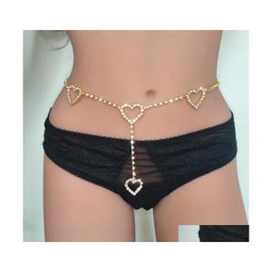 Belly Chains Summer Beach Rhinestone Heart Waist Chain Belt Jewelry For Women Fl Diamond Belly Body Sexy Crystal Party Gift C3 Drop D Dhqtl