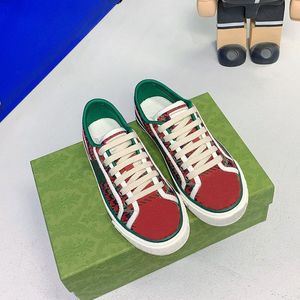 Tennis italiano di lusso 1977 scarpe sportive da uomo basse in cotone elasticizzato con suola in gomma a righe verdi e rosse NO414 scarpe casual in tela Scarpe da donna di lusso