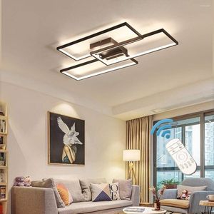 Ceiling Lights Modern Light 3 Square Acrylic Black LED Chandelier Flush Mount Fixture For Dining Living Room 3000-6500k