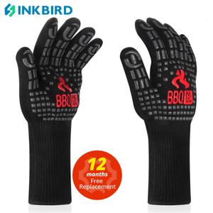 Oven Mitts Inkbird 14inch BBQ Grill Gloves Extreme Heat Resistant ing Glove NonSlip Silicone Insulated for Cooking 221205