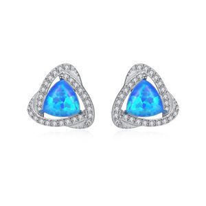 Triangle Stud Earrings S925 Silver Micro Set Zircon Opal Classic Earrings European American Fashion Women Earrings Wedding Party Jewelry Valentine's Day Gift SPC