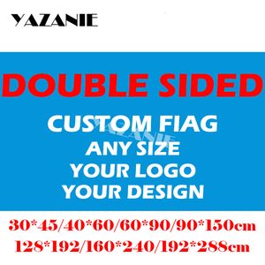 Bannerflaggor Yazanie 60x90cm90x150cm120x180cm160x240cm dubbel sidosidan Anpassad flagga Sidan stor tryckt bil och banners 221203
