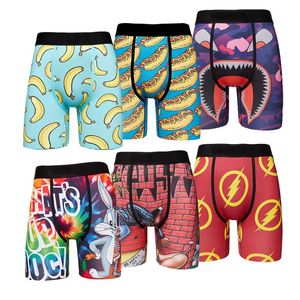 2022 roupas íntimas masculinas de grife boxer marca cueca respirável shorts esportivos apertados calças estampadas de poliéster com graffiti