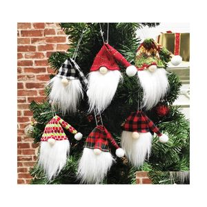 Decora￧￵es de Natal Decora￧￵es de Natal Lattice Knitting Bottle Er House Housed Restaurant ELT Christmas Trees Doll sem rosto DHLCM