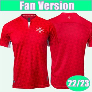 22 23 Malta Milli Takımı Erkek Futbol Formaları Ev Kırmızı Klasik Futbol Gömlekleri Kısa Kol Yetişkin Üniformaları