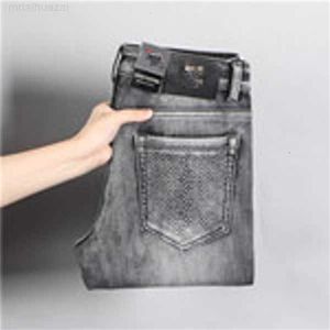 Men's Jeans Fashion Jeans 23ss New Winter Autumn Mens Gray Bags Designer Brand Famous Slim-leg Pants Men Elastic Black Friday High-quality Trousers Washed Casual