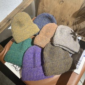 Winter Warm Beanie Women Hat Solid Color Mohair Wool Cap Knitting Warmer Hats For Ladies Girls Crochet Skullies Beanies bonnet