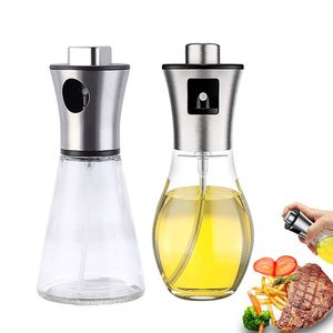 ￖrt Spice Tools 200 ml Olive Oil Dispenser Cooking Spray for BBQ Oil Sprayer Curved Glass Bottle Kitchen Gadgets Tillbeh￶r f￶r Air Fryer 221203