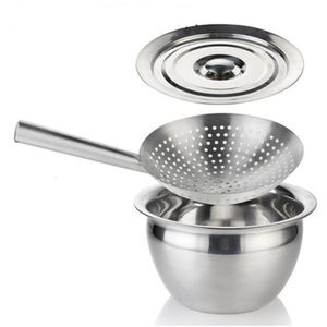 Soup Stock Pots oil drum colander Fried basin mesh Bowl stainless steel seasoning passoire sifter sieve wok Oil Storage bowl chef tools 221203