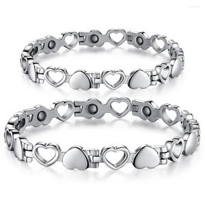 Link Bracelets Fine Couple Titanium Stainless Steel Magnetic Health Care Heart Love For Lovers