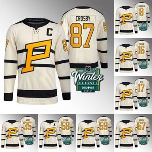 Pittsburgh Sidney Crosby Penguins 2023 Kış Klasik Jersey Jake Guentzel Jeff Carter Kris Letang Rickard Rakell Bryan Rust Jason Zucker