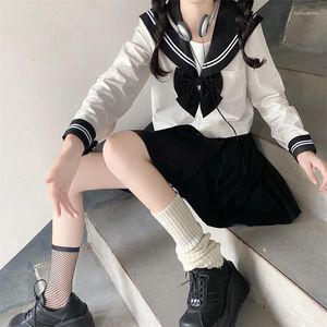 Kleidung Sets JK Japanische Schuluniform Mädchen Sailor Anzug Navy Cosplay Kostüme Hohe Studenten Hemd Falten Rock Anime Kleidung 2022