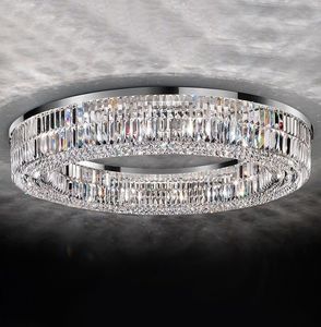 モダンなクリスタルの天井照明シャンデリアリビングルーム装飾丸い正方形の長方形クロムハンギングランプ備品ベッドルームラスト