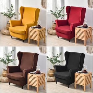 Chair Covers Solid Color Wing Cover Stretch Spandex Armchair Europe Removable Relax Sofa Slipcovers With Seat Cushion 221205