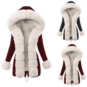 Women's Down Womens Hooded Faux Fur Coat Plus Size Ladies Lining Winter Warm Thick Long Jacket Overcoat XXXL