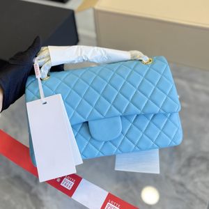 Kvinnor lambskin dubbel klaff designer väskor klassiska quiltade matelasse guldmetallkedja crossbody axel sacoche handväska lyx multi pochette jumbo handväskor 25 cm