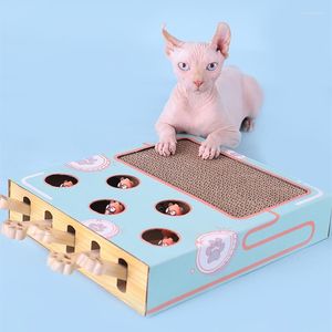 猫のおもちゃを打つハムスター5ホールおもちゃペット猫狩りのためのインタラクティブ子猫スクラッチボードパッドアクセサリー