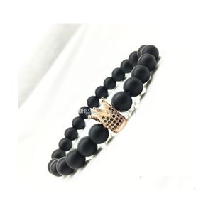 Beaded Wholesale Handmade Matte Crown Yoga Buddha Beads Natural Stone Volcanic Rock Bracelets For Men Women Jewelry Drop Delivery Dhsol