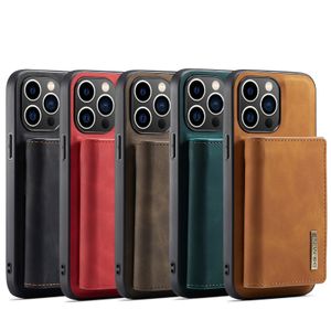 Shockproof Phone Cases for iPhone 14 13 12 11 Pro Max XR XS X 7 8 Plus 2in1 Magnetic 3 Fold Wallet Pure Color PU Leather Protective Case with Card Slots