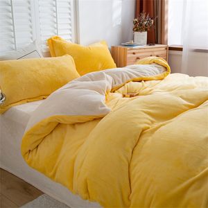 寝具セット超厚さの冬の暖かいクイーンセットフランネルキングサイズ羽毛布団カバー豪華な暖かさベッドSキルト4ピース221205