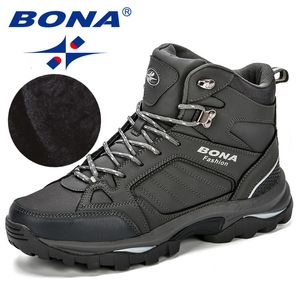 Sapatos de vestido Bona Homens Botas Anti-derrapante Couro Confortável Primavera Outono Curto Pelúcia Neve Durável Sola 221203 Gai Gai Gai