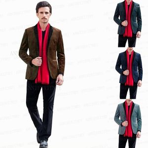 Мужские костюмы Классическая коричневая вельветовая костюма набор Slim Fit Blazer Custom Casual негабаритный курт с брюками итальянский стиль улица