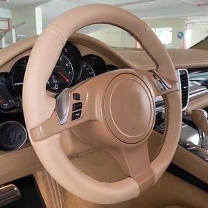 Customized Car Steering Wheel Cover Wrap Anti-Slip Braid Auto Interior Accessories For Porsche Cayenne / Porsche 2010-2011