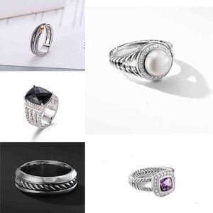 Silber Ringe Thai Dy Überzogene Twisted Zwei-farbe Verkauf Kreuz Schwarz Ring Frauen Heiße Mode Platin Schmuck